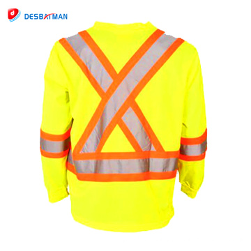 High Grade Breathable Safety Reflective Shirt 100% Cotton Long Sleeve Reflective T-shirt